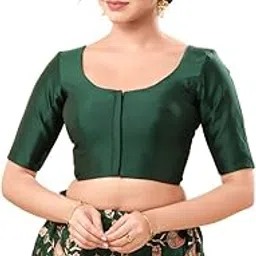vamas Women's Georgette Padded Self Design Half Sleeve Readymade Saree Blouse (X-1206.ELB)-picture-12