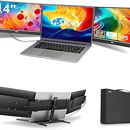 G-STORY Laptop Screen Extender, 14" FHD 1080P Portable Triple Monitor for Laptop, Laptop Monitor Extender Compatible with Mac, Windows, Chrome, Portable Dual Monitor Fits 13-17''Laptops (GS140NB)-picture-35