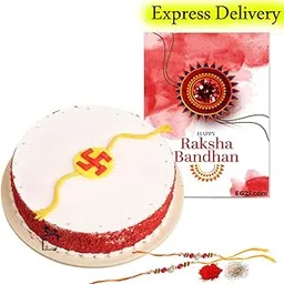 EG2i Red Velvet Cake with Rakhi for Brother | Creamy Red Velvet Dessert with Festive Rakhi | Raksha Bandhan Gift Combo for Siblings | Same Day Delivery-image-98