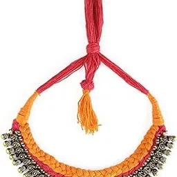 rubans Antique Gold Toned Statement Choker Necklace for Women & Girls, Orange and Pink Color, Antique Collection, Perfect for Any Occasion-picture-23