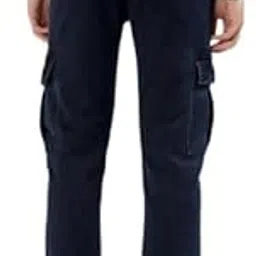 Men’s Dark Blue Slim Fit Cargo-Style Jeans – Multi-Pocket, Stretch Denim for Active Everyday Wear-picture-11