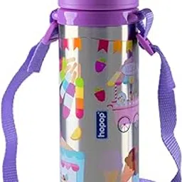 Hopop Insulated Stainless Steel Sipper Water Bottle for Kids | Double Walled Insulated Steel | Hot and Cold Sipper Bottle with Straw & Carry Handle | Thermos Flask | BPA Free | 480ml | Hello Summer-image-16