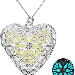 peora Glow-in-the-dark Heart of Atlantis Steampunk Style 925 Silver Plated Pendant Necklace For Girls and Women-picture-28