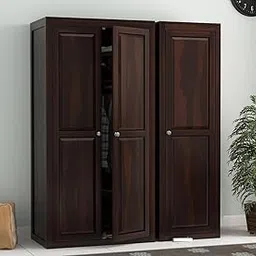 KUSUM HANDICRAFTS Wooden Wardrobe for Clothes | Sheesham Wood 3-Door Wardrobe | Solid Wood Large Cupboard Almirah: Storage Cabinet for Your Living Room (Design 2, Large)-picture-14
