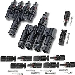 Parolex 4-in-1 Solar T Branch Connector Set, 1500V 50A for Parallel Solar Panel Wiring – Waterproof IP67 (With 5 MC-4) image 1