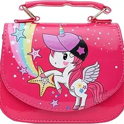 asthetika kids Unicorn Sling Bag for Girls Cross Body Purse Detachable Shoulder Strap with Fixed Handle | Pink | Magnetic Button Closure | Gift for Girls-picture-28