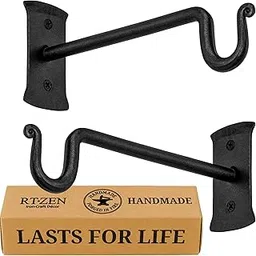 Decorative Wrought Iron Hanging Bird Feeder Hook | 2 Pc | Straight Planter Hooks | Wall Mount Plant Hangers | Wind Chime Hanger | by RTZEN-Décor-picture-37
