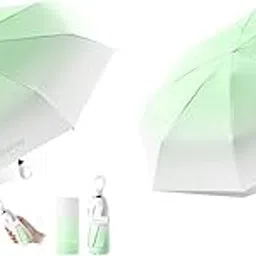 UV Umbrella, Small Umbrella for Sun Protection, 5 Fold Stylish Capsule Umbrella for Women Men Kids Girls Boys Perfect Sun and Rain & Windproof 8 Ribs Design (UPF50+, Gradient Green)-image-32