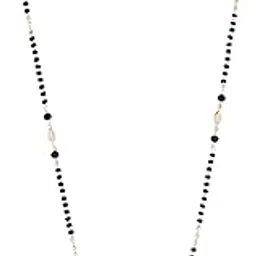 nilu's collection Rose Gold Plated American Diamond Mangalsutra with Black Beads For Women-picture-10