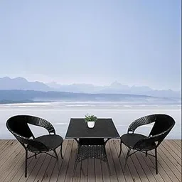 Furniture D-12 Wicker Patio Furniture Sets for Garden Balcony Outdoor Coffee Chair Table Set | Cushion | Powder Coated | UV Protected | Conversation Set-picture-18
