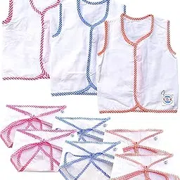 V.B.K Baby Boy and Baby Girl Combo Pack Of Jhabla (Pack Of 3) and Nappy (Cloth Diaper) (Langot) (Pack Of 6), Cotton Soft Fabric, 0-4 Months, Multicolor-image-18