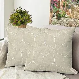 BLUE GRASS HD Foil Velvet Cushion Cover - Set of 2 || Design : Marvel || Fawn || Size : 24x24 Inches.-picture-30