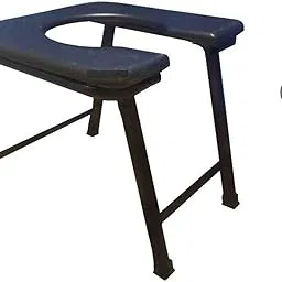 Mubba Foldable Toilet Seat Bathroom Stool Portable Bedside Commode Seat With Pot Black - Plastic, 50 Cm, 3 Cm-picture-57