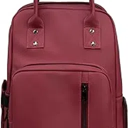 f gear Senna Maroon 22L Laptop Backpack| Fits 14" Laptop | 2 Compartments| Artificial Faux Vegan Leather Bag| 4 Pkts| Organizer| Gifts for Unisex Casual/College/School/Corporate/Office/Travel Bag-picture-13