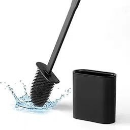 HROY Toilet Brush and Holder Set - Bathroom Cleaning Tool - Bowl Cleaner for Storage and Organization - Covered Base,Pot (Min 1 Quantity, Black)-picture-29
