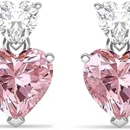 925 Sterling Silver Two Hearts Pendant Earrings Chain Necklace Jewellery Set | Platinum Plated, Swiss Zirconia| Rakhi Rakshabandhan Gift for Sister Bhabhi |Gift for Women and Girls-image-82