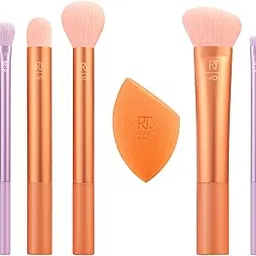 Real Techniques Level Up Brush And Sponge Kit, Makeup Brushes For Eyeshadow, Foundation, Blush, & Bronzer, Blending Sponge, Professional Quality Tools, Synthetic Bristles, 8 Piece Set-picture-29