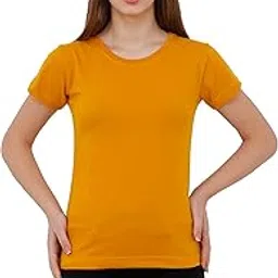 reifica Women Plain Tshirt - 100% Cotton Bio-Washed Womens Half Sleeve Round Neck Solid Tops - Available in 5+ Colours from Size (S - XXL)-picture-12