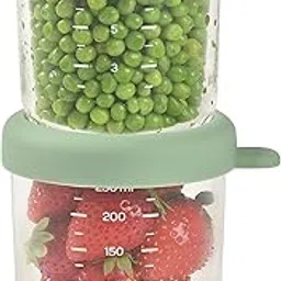 Asitis Nutrition Beaba Set of 2 Glass Conservation Jar - Airtight Baby Food Storage Container with Graduation Measuring Scale - Heat and Thermal Shock Resistant - 250ml - Sage Green & Gazelle-image-37