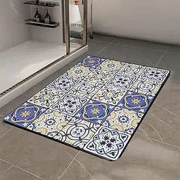 PVC Bathroom Mats Anti Slip | Water Absorbent Bath Floor Mat | Quick Dry Anti Skid Bathroom Mats for Home | Door Mat for Wet Area 40x60 Cm (Moroccan Blue)-picture-29