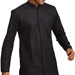 vastramay Men's Navy Blue Silk Blend Kurta | Imported Fabric Designer Kurta | Timeless Elegance for Festivals & Events | Classic Design, Premium Comfort, and Versatile Style-picture-42