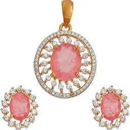 Fashion Jewellery Mint Rodium-Gold Polished Copper Zircon Pendant set without chain, Best for casual wear & Special Occasion-image-36