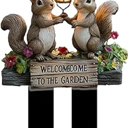 TRENDYNEST 2D Flat Two Squirrels Welcome to The Garden Stake Waterproof Yard Decoration | Figurines | Home D?©cor | Home & Garden-image-71
