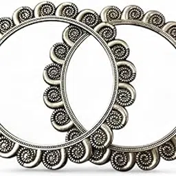 ethwest Vintage Style Oxidised Silverish toned Bangles set of 2, Antique snail Finish, 2.4-picture-19