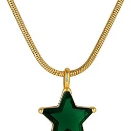 n3vo enjoy what you do N3VO Forest Star Necklace for Women – Gold Plated Stainless Steel Chain with Emerald Green Crystal Star Pendant | Elegant Festive & Gifting Jewelry | Anti Tarnish Design-picture-11
