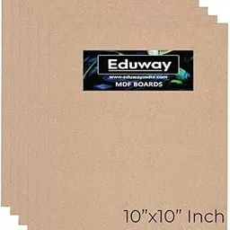 Eduway® 10x10 Inch MDF Board Wood Sheet for Mandala , Lippan, Resin Art & Craft , 4mm Thick, Pack of –6 - Premium Cardboard Material for Artists, Art and Craft Students - Hard Cutout in Small and Large Sizes (25x25 cms)-image-45