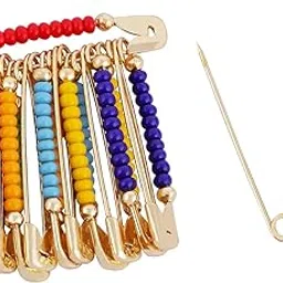 vama Fashions Multi colour Beads Saree plates Dupatta Chunri scarfs Safety Saree Pin for Girls & Women-picture-42