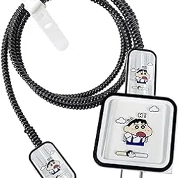 VNJ ACCESSORIES Protective Charger Case for iPhone 18W 20W iPhone 16 15 14 13 12 11 Pro Max Charging Cable Charger Protective Cover Data Cable Protective Sleeve-Shinchan TPU Multicolor-picture-12