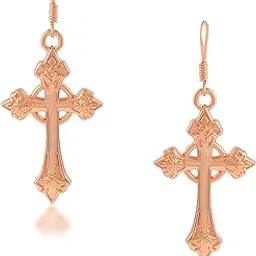 memoir Pure Copper Crucifix Cross Dangle Earrings for men women, Religious spiritual Christian jewellery (ERSV1468)-picture-41