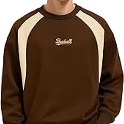 maniac Mens Printed Round Neck Raglan Full Sleeve Brown & Brown Fleece Sweatshirt-picture-17