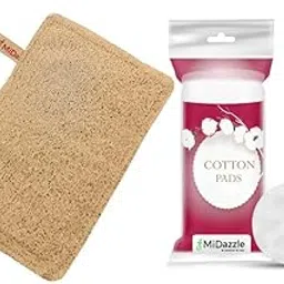 Midazzle Cotton Pad 50 Pcs With Natural Organic Loofah, Body Scrybber (Square) - Set of 2-picture-33