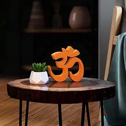 NUKKAD TALES Om Orange Showpiece Home Decor Items Living Room Decoration Items Book Shelf Decor Birthday Gift Items Religious Decoration Item (5 x 5.80 inch) Engineered Wood-picture-32