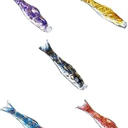 VELURA 5pcs Japanese Windsock Carp Flag Garden Koi Nobori Sailfish 50cm|5 Piece Of Japanese Koinobori| Windmills & Wind Spinners| Yard, Garden & Outdoor Living-image-4