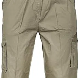 our brand Mens' Boy's 3/4 Cotton Cargo Shorts Pants Casual Loose Regular Fit Outdoor Capri Long Shorts with Five Zip Pockets Men's Regular Fit Three Quarter Black-picture-33