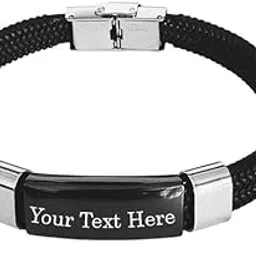 Personalized Mens Custom ID Beads Engraving Names Stainless Steel, Leather Bracelet for Men Sbr101-image-59