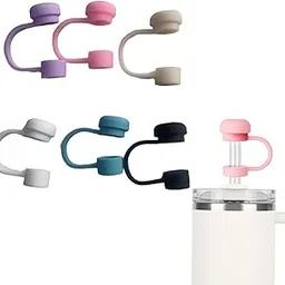 7PCS, Straw Cap, Straw Covers, umbler Accessories, 6 Pack Silicone Straw Covers with 1 Straw, Water Bottle Replacement Caps for 30/40 oz Tumblers, Universal Straw Sipper Lids for Outdoor Travel, Gym-image-78