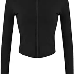 gihuo Women's Athletic Full Zip Lightweight Workout Jacket with Thumb Holes (Black, Large)-picture-42