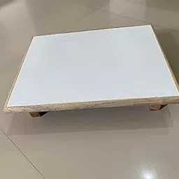 BHAVYA Craft Wooden Matte Finish Low High Stool Coffee Table Home Living Room Decor Puja Chowki Pata Bajot (16x12x4 Inch-picture-59