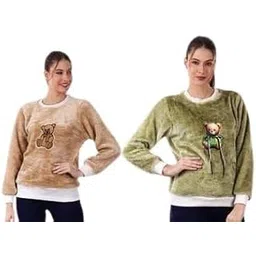 Pack of 2 Trendy Printed Cotton Sweatshirts for Women & Girls | Casual Winter Pullover-image-23