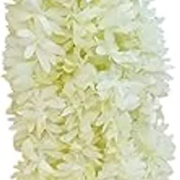 White Color 12 inch Flower Fabric Gajra for Gorgeous Hairstyles Women Hair Band Hair Accessory Set (White)-image-19
