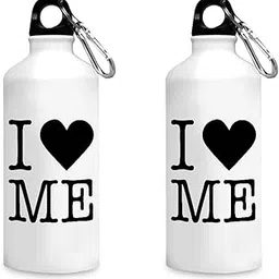 Motivate Box India Aluminum I Love Myself Printed Sipper Bottles, 750 Ml, White, 2 Piece-picture-12