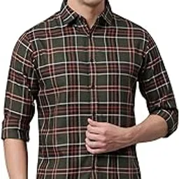 dennis lingo Men's Checkered Slim Fit Casual Shirt with Curved Hemilne & Spread Collar-picture-50