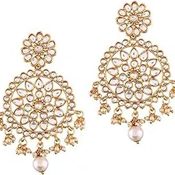 i jewels 18k Gold Plated Traditional Chandbali Earrings Encased With Faux Kundans For Women/Girls (E2461W)-picture-50