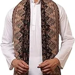 Men Jamawar Design Stylish Shawl, Warm and Soft Winter Shawl, Kashmiri Wool Shawl Wraps, Faux Pashmina (80L x 40W Inch)-image-64
