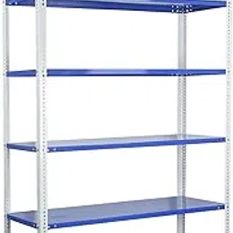 Mil-Nil Prime CRC Sheet 72X36X18 Inch Multipurpose Storage, Adjustable Shelf, Slotted Angle Rack with 6 Shelves 24 Gauge_Blue/White 16 Gauge Angles-image-11