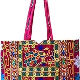 sutliyan Jaipuri Handmade Double-Sided Embroidery Regular Tote Bag for Women (12 * 16 Inch)-picture-29